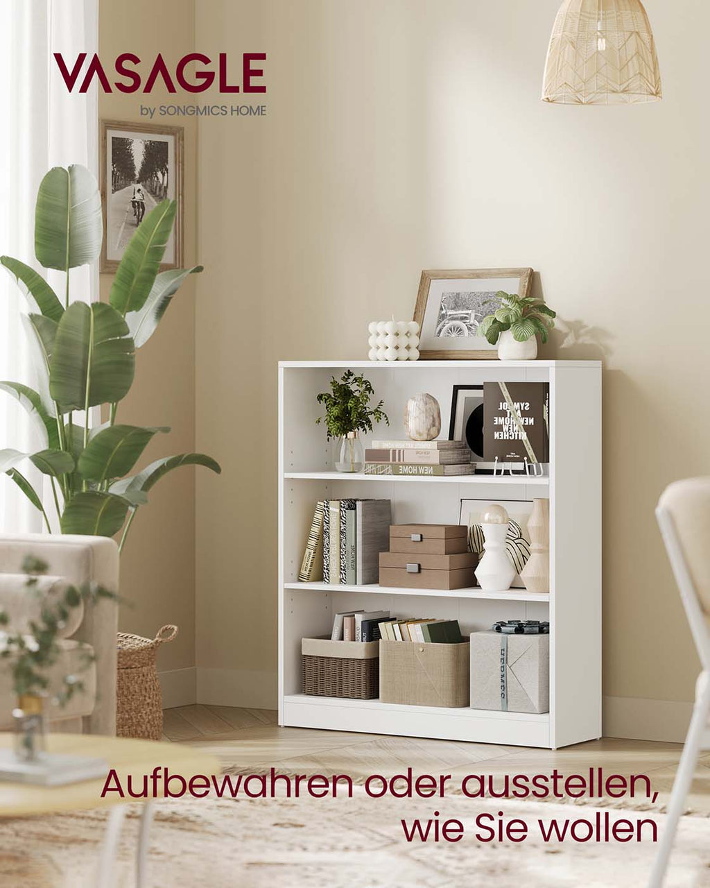 Bücherregal mit 3 Ebenen skandinavischer Stil