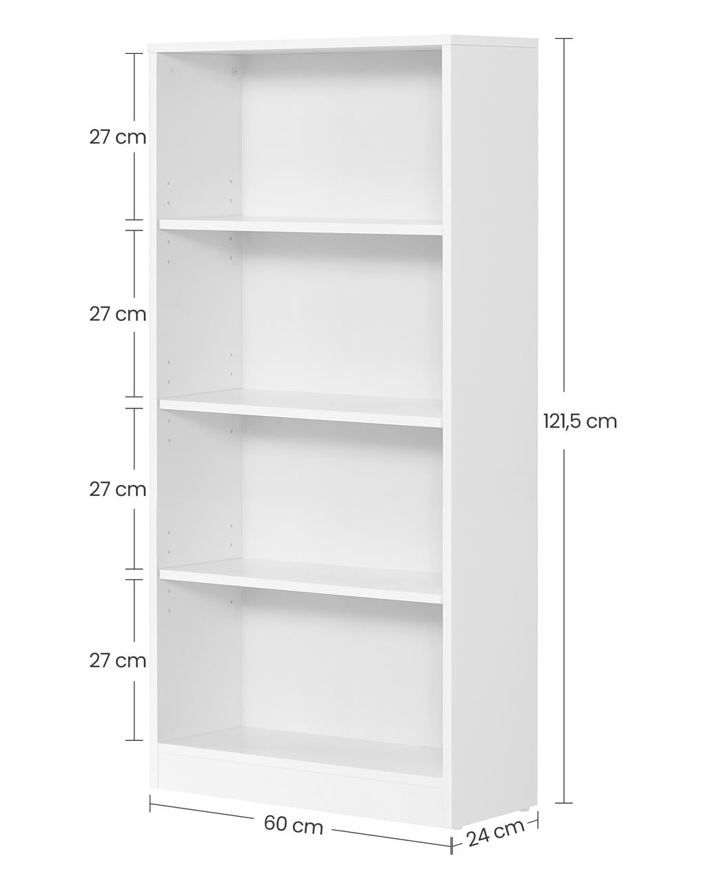 Regal mit 4 Fächern weiß