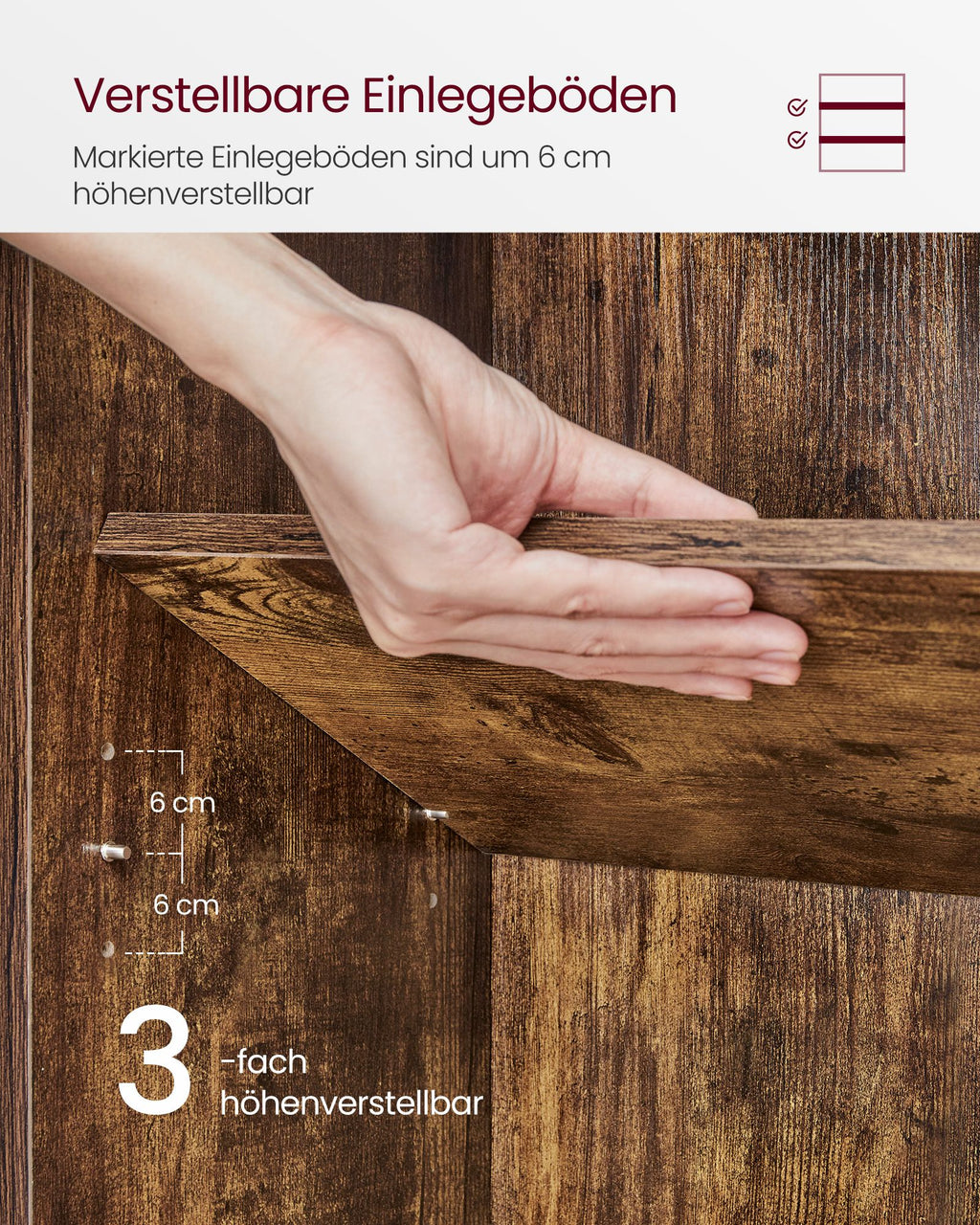 Bücherregal, mit 6 Ebenen 24 x 40 x 178,5 cm vintagebraun