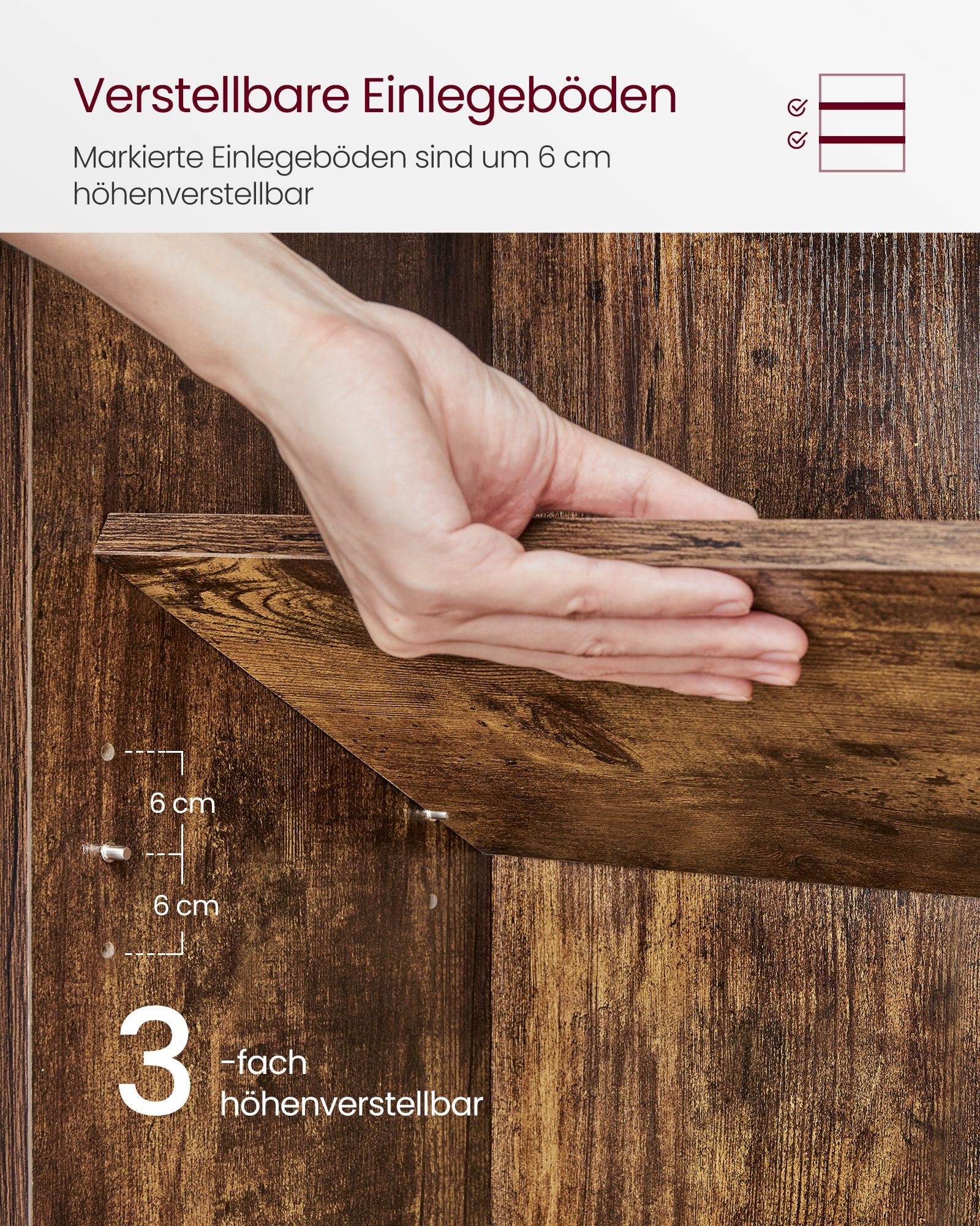 Bücherregal, mit 6 Ebenen 24 x 40 x 178,5 cm vintagebraun