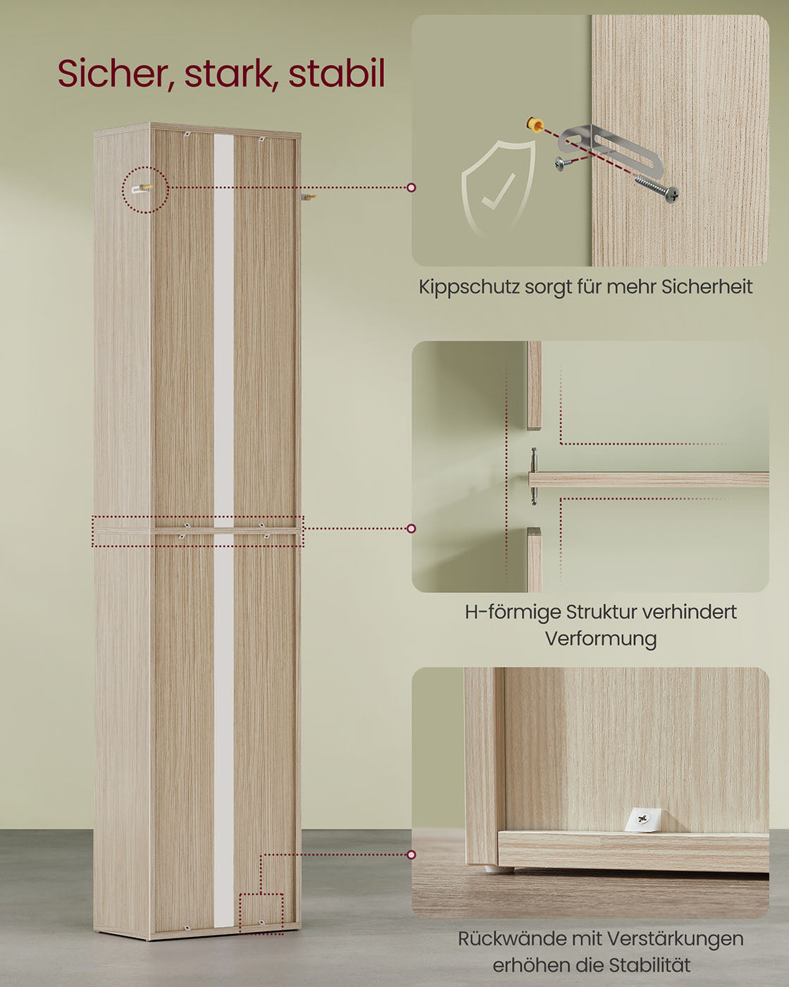 6-stöckiges Standregal 24 x 40 x 178,5 cm naturbeige