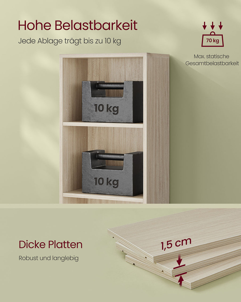 6-stöckiges Standregal 24 x 40 x 178,5 cm naturbeige