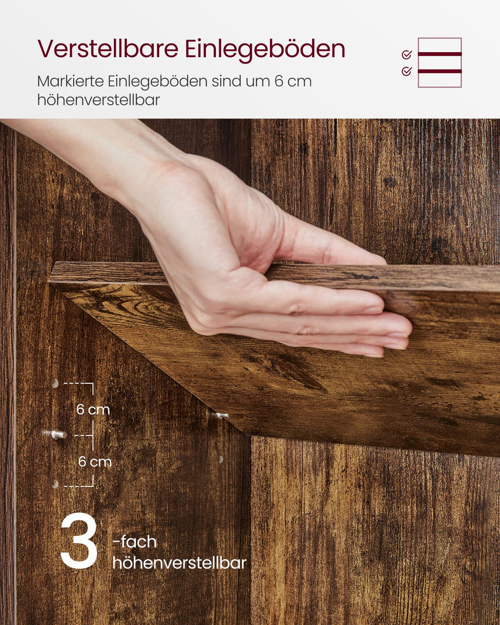 Bücherregal, mit 6 Ebenen 24 x 60 x 178,5 cm vintagebraun