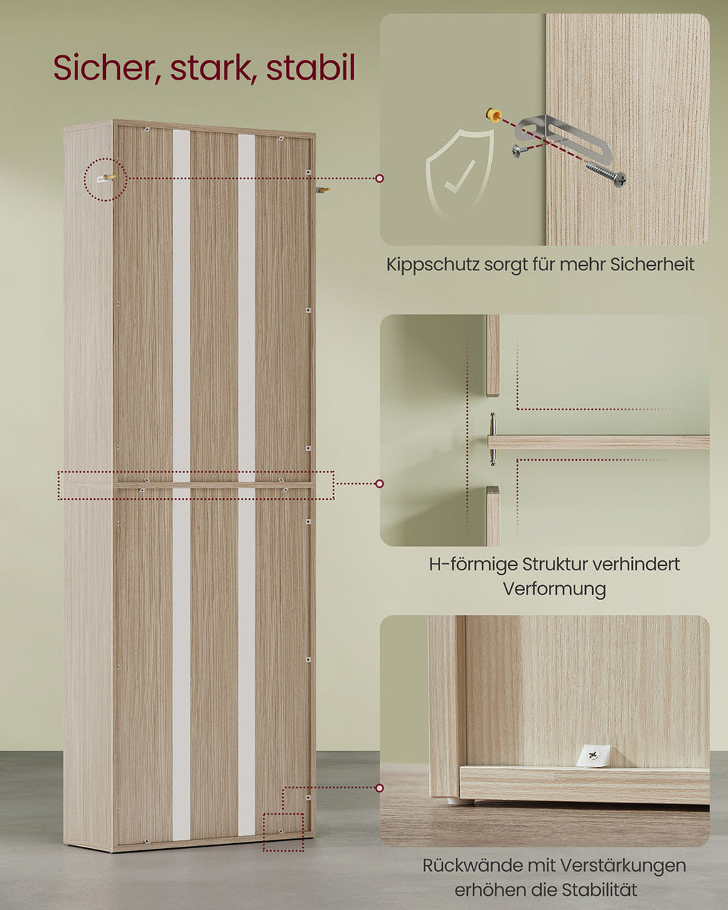 6-stöckiges Standregal 24 x 60 x 178,5 cm naturbeige