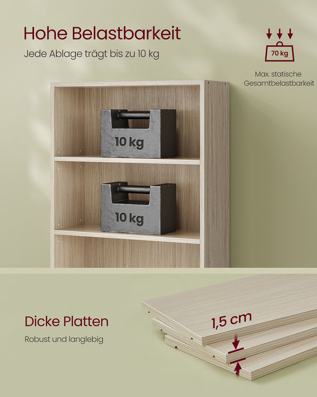 6-stöckiges Standregal 24 x 60 x 178,5 cm naturbeige