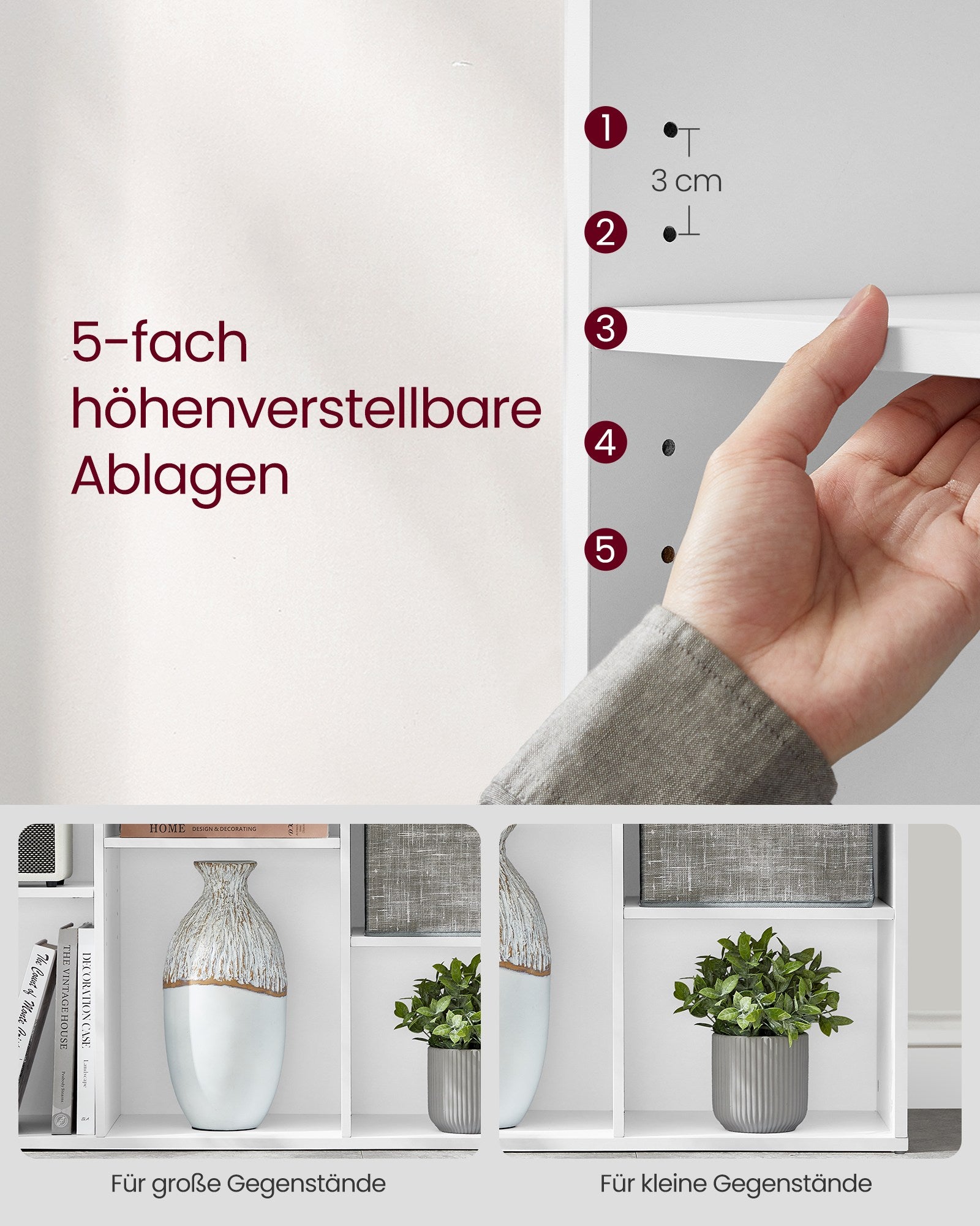 Bücherschrank weiß 9 Fächer für Wohnzimmer oder Büro