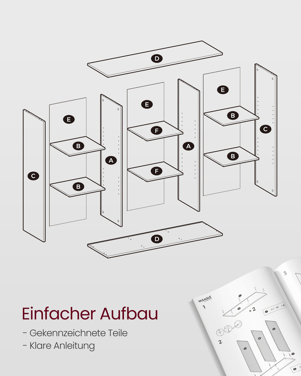 Bücherschrank weiß 9 Fächer für Wohnzimmer oder Büro
