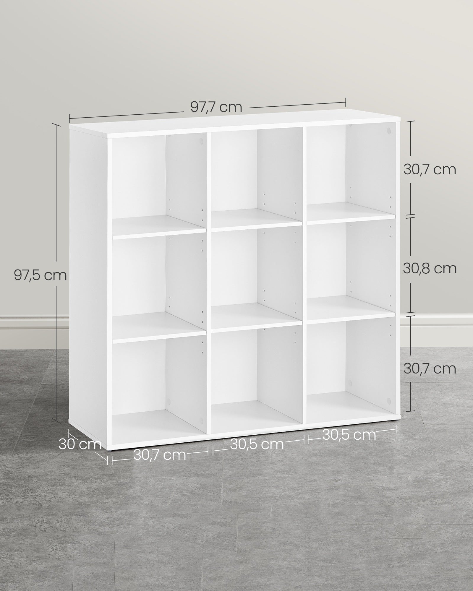 Bücherschrank weiß 9 Fächer für Wohnzimmer oder Büro
