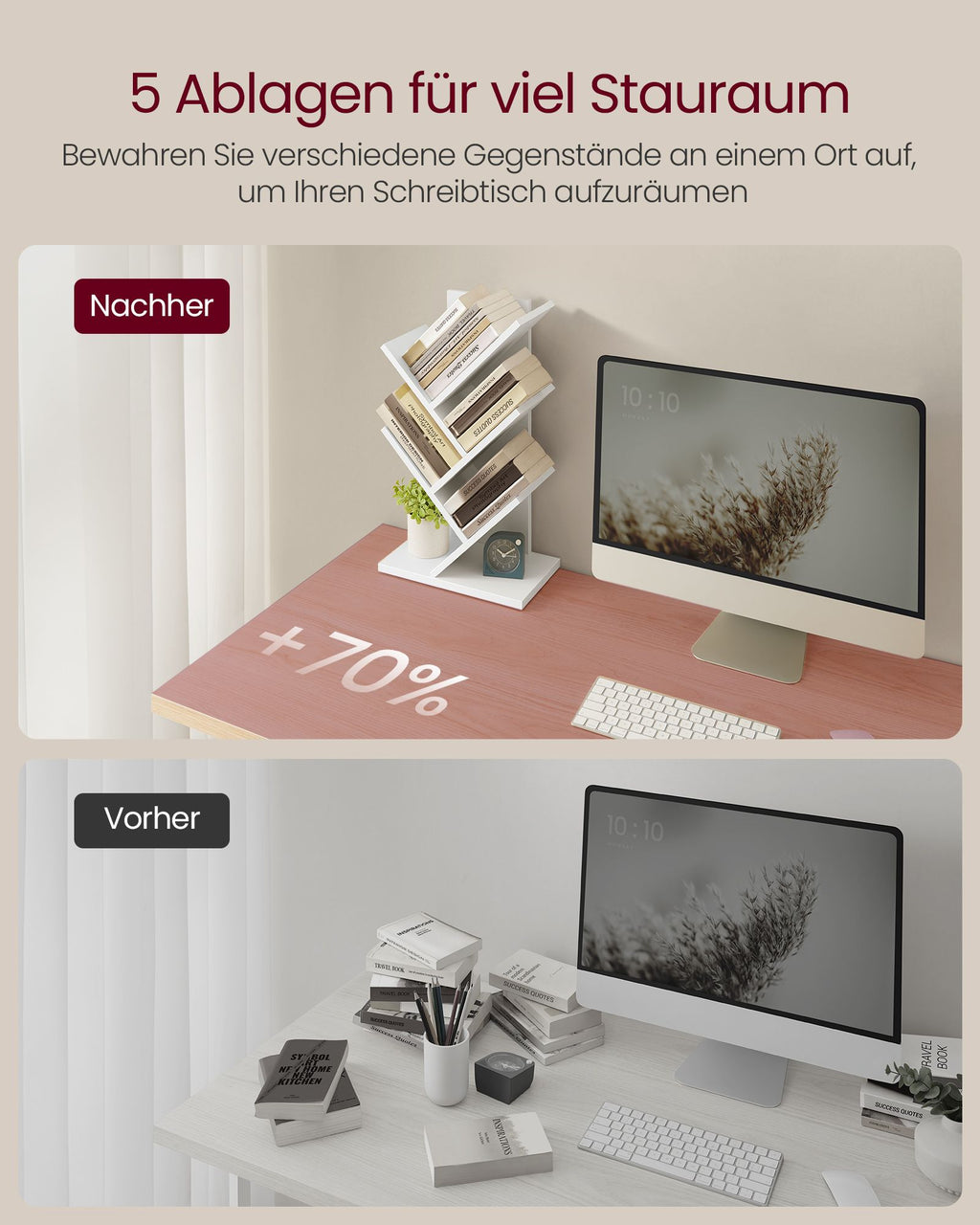 Bücherregal Baumform platzsparend wolkenweiß