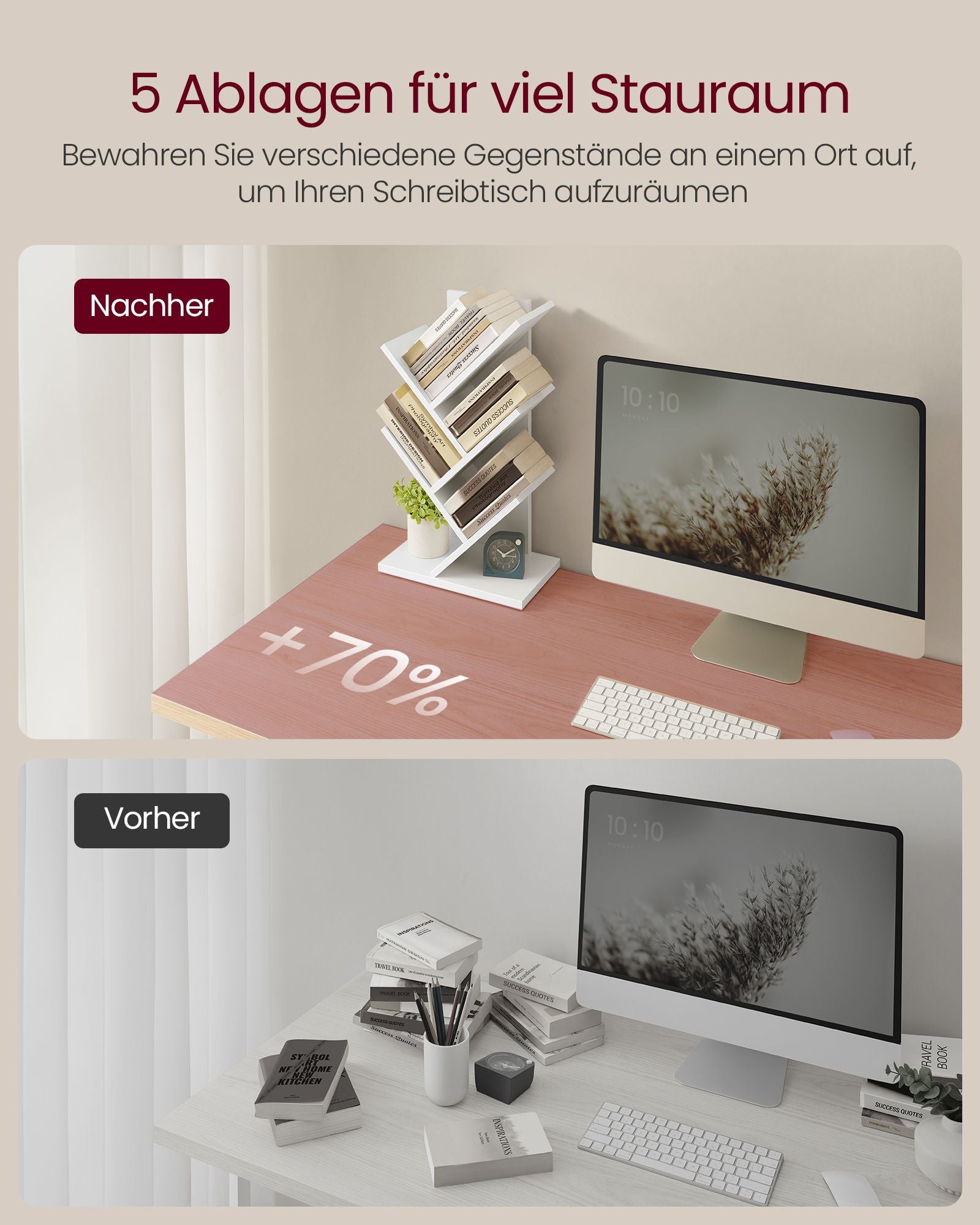 Bücherregal Baumform platzsparend wolkenweiß
