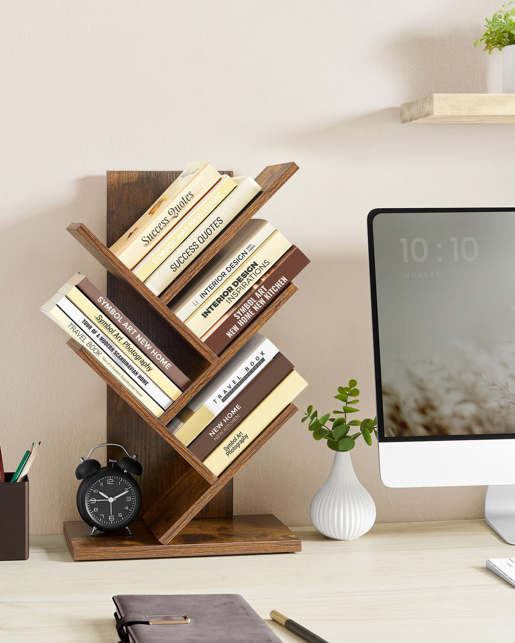 Bücherregal Baumform platzsparend vintagebraun