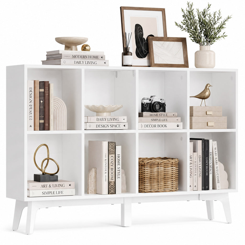 Bücherregal wolkenweiß 8 Fächer 24x119,6x77 cm