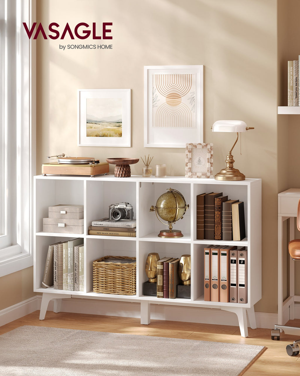 Bücherregal wolkenweiß 8 Fächer 24x119,6x77 cm