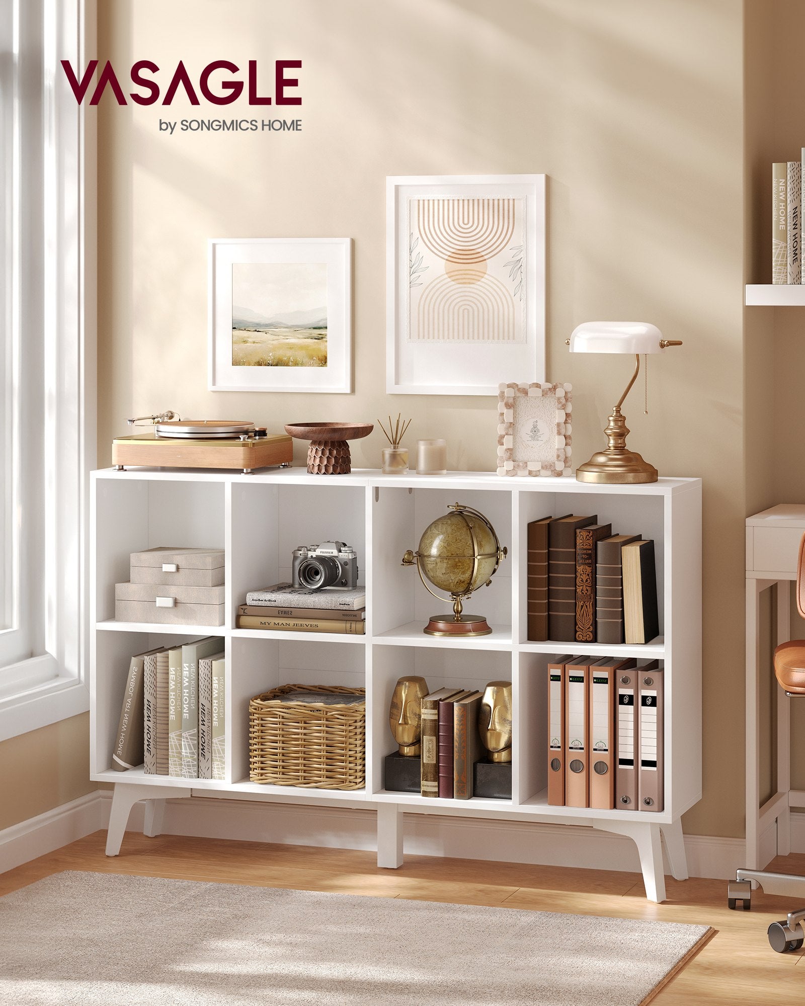 Bücherregal wolkenweiß 8 Fächer 24x119,6x77 cm