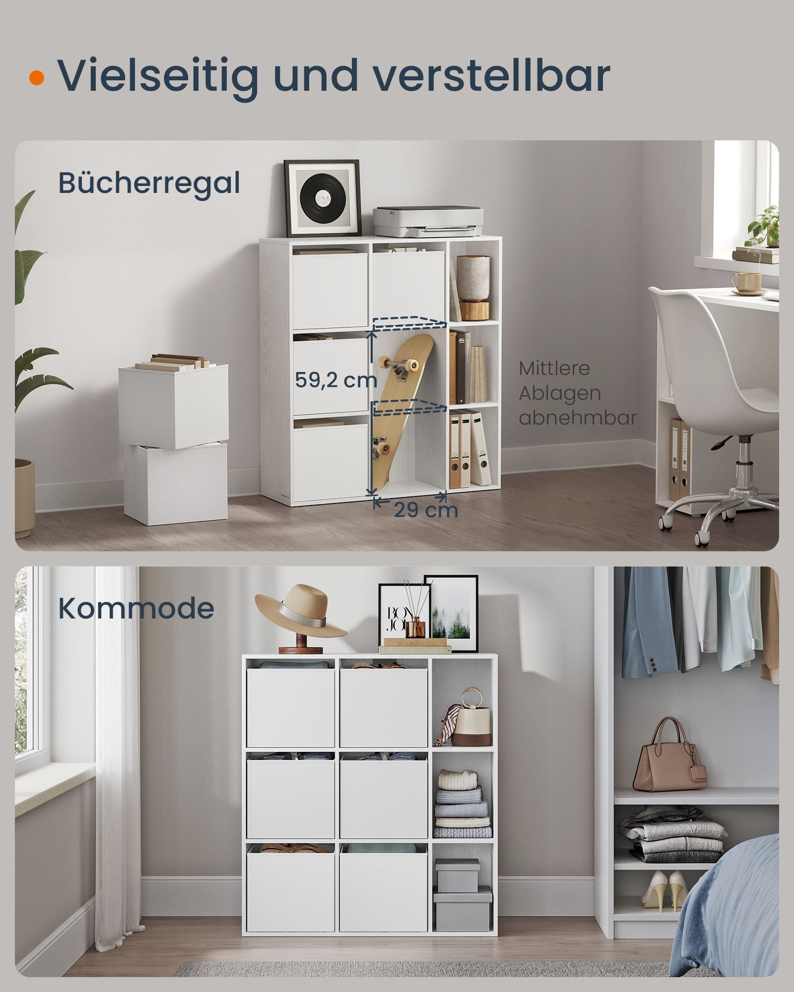 Bücherregal mit 9 Fächern 27 x 83 x 91,8 cm schneeweiß