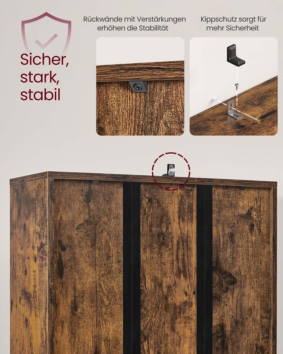 CUSTOS Kollektion Regal mit 6 Ebenen vintagebraun