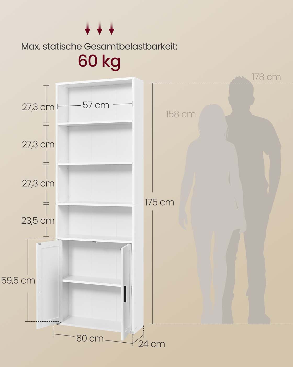 CUSTOS Kollektion Regal mit 6 Ebenen wolkenweiß