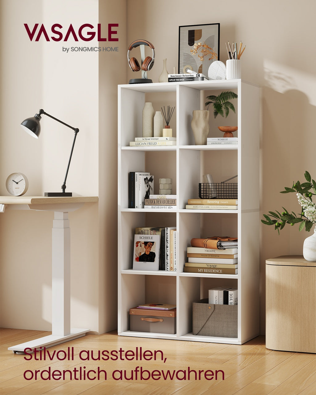 CUSTOS Kollektion - Bücherregal mit 4 Ebenen offene Fächer 30 × 98 × 130,2 cm wolkenweiß