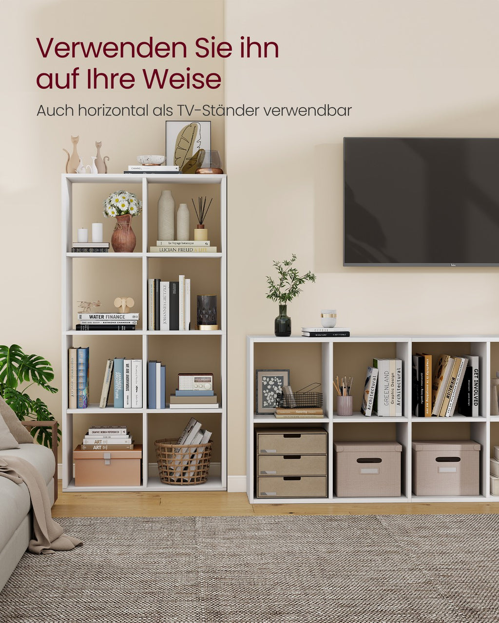 CUSTOS Kollektion - Bücherregal mit 4 Ebenen offene Fächer 30 × 98 × 130,2 cm wolkenweiß