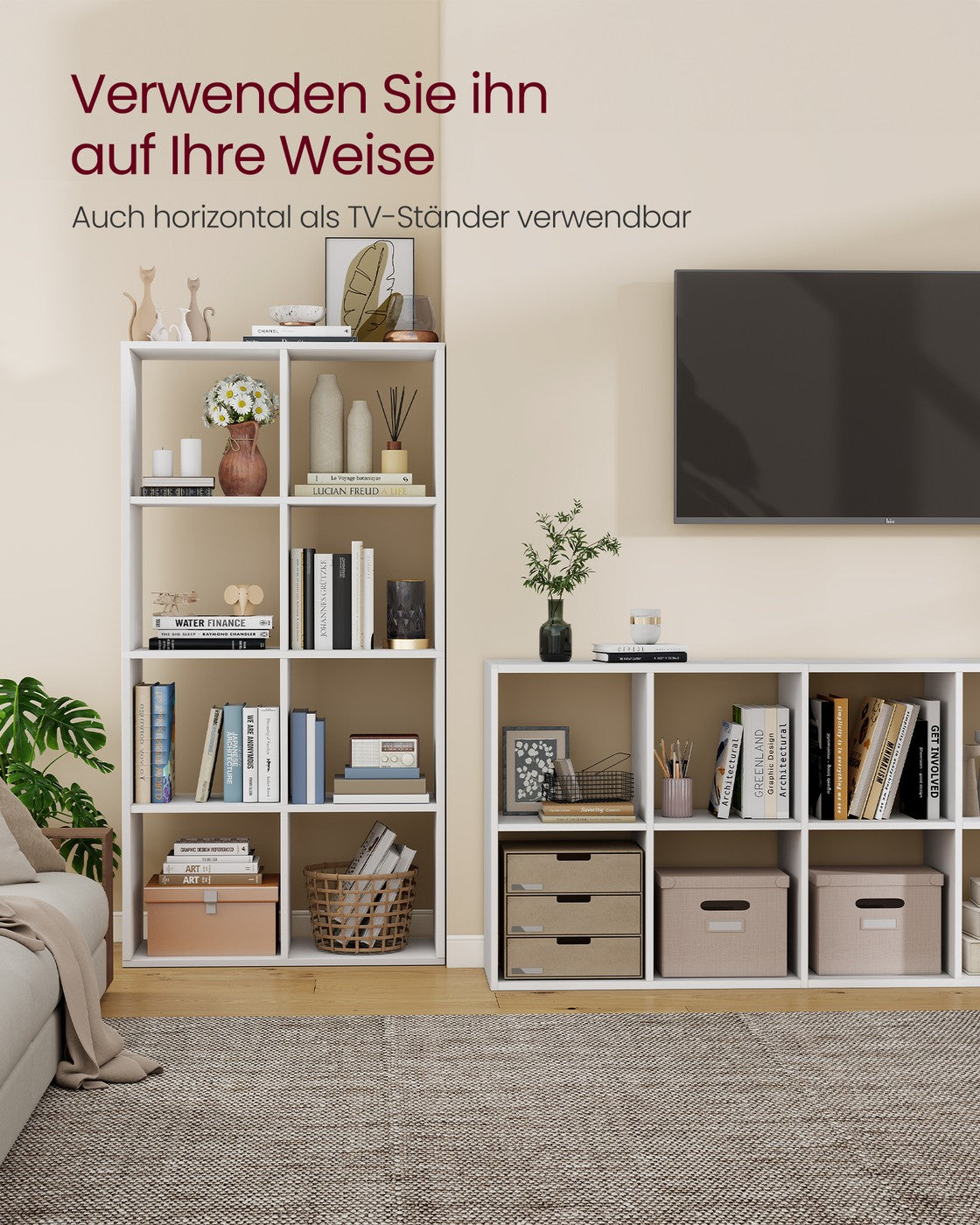 CUSTOS Kollektion - Bücherregal mit 4 Ebenen offene Fächer 30 × 98 × 130,2 cm wolkenweiß
