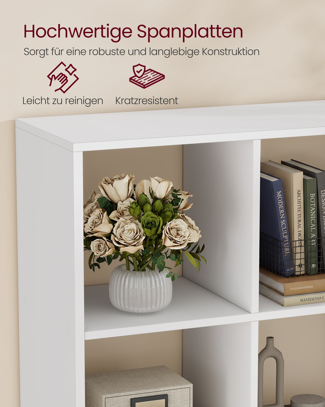 CUSTOS Kollektion - Bücherregal mit 4 Ebenen offene Fächer 30 × 98 × 130,2 cm wolkenweiß