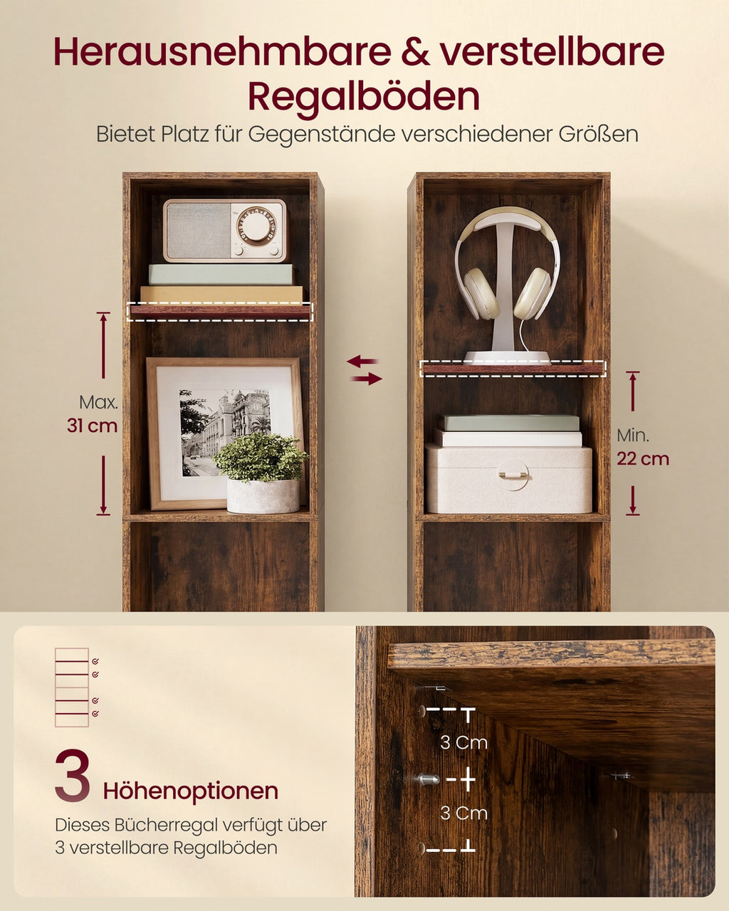 Bücherregal vintagebraun 6 Ebenen 24x30,2x160,7 cm