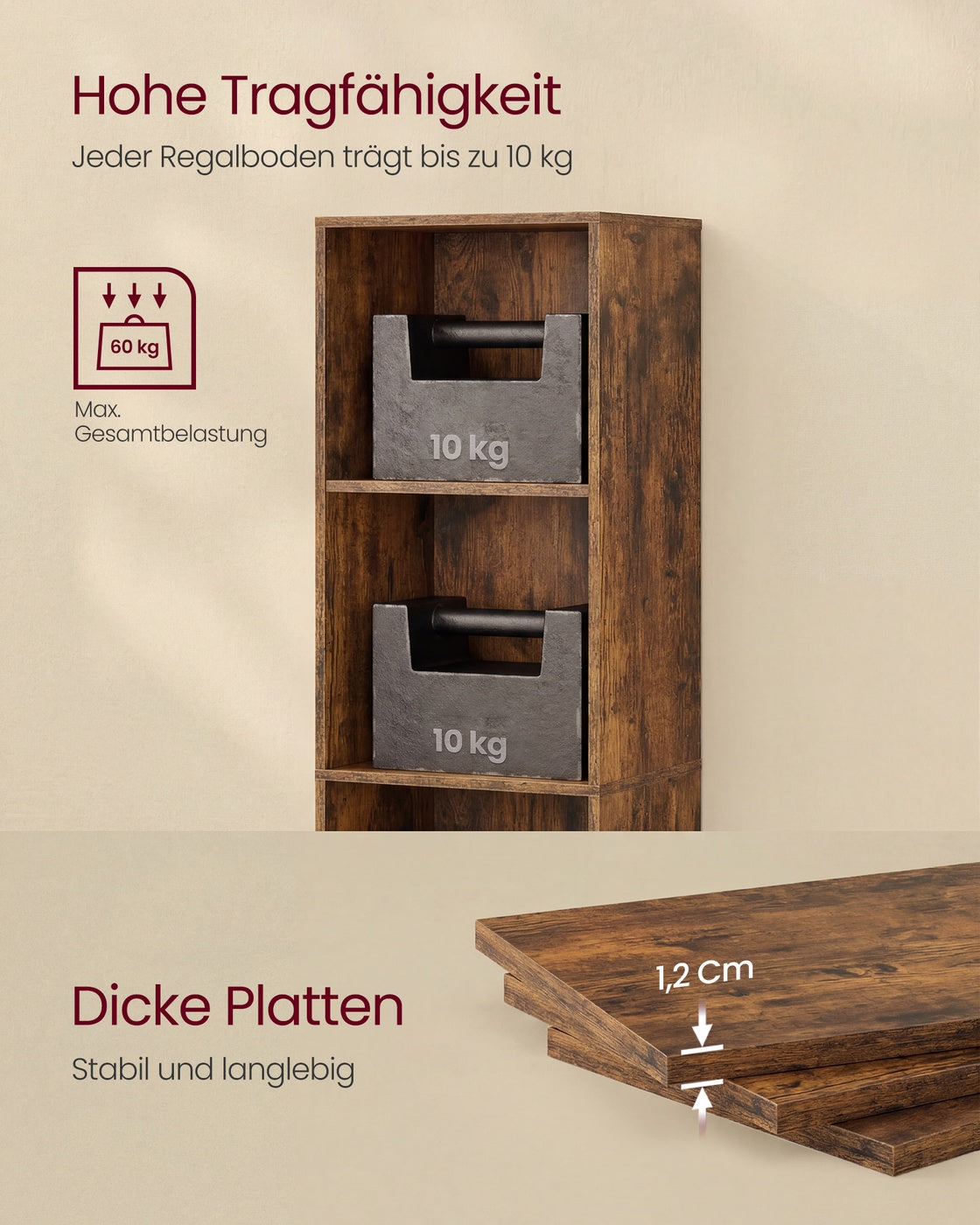 Bücherregal vintagebraun 6 Ebenen 24x30,2x160,7 cm