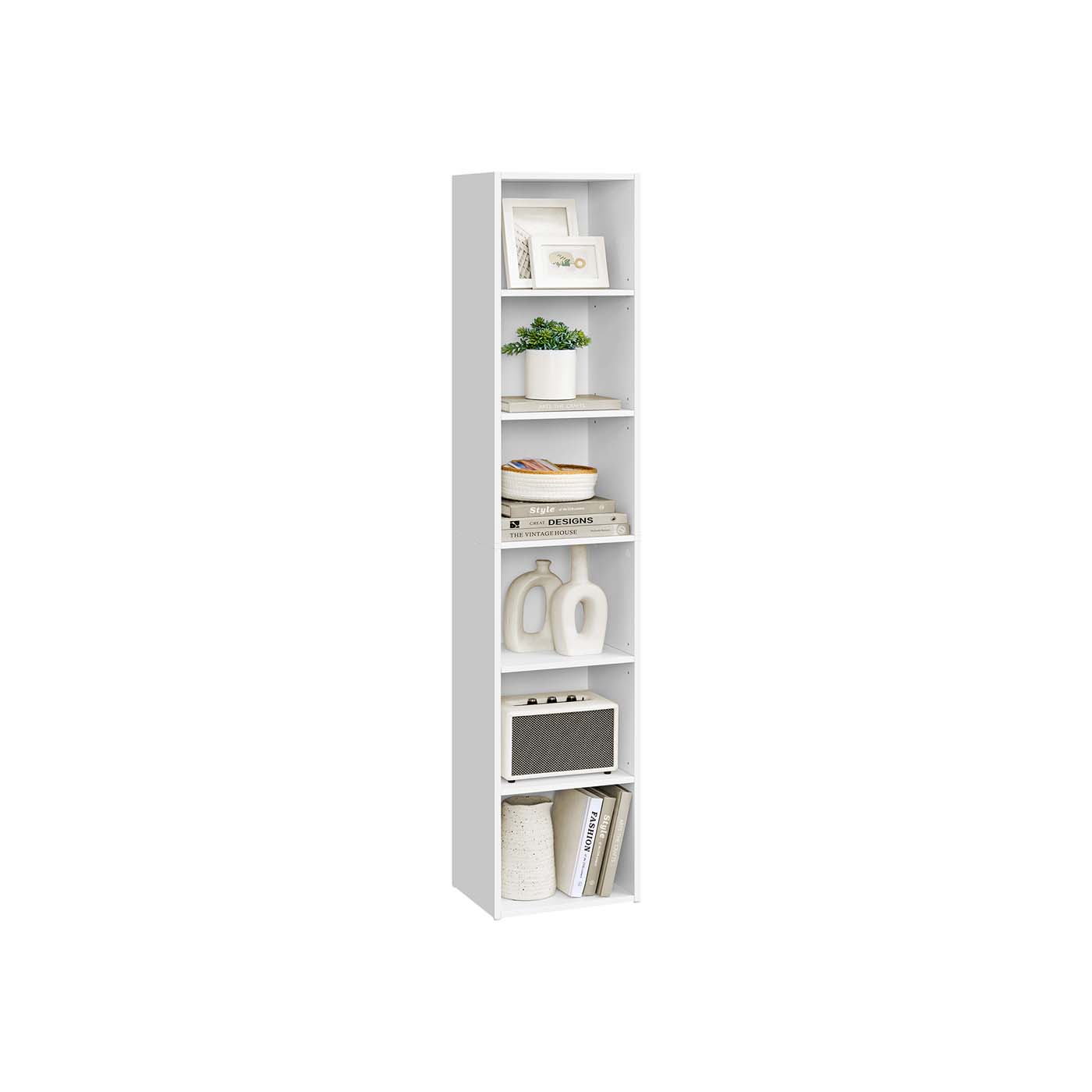 Bücherregal mit 6 offenen Fächern 24 x 30,2 x 160,7 cm wolkenweiß