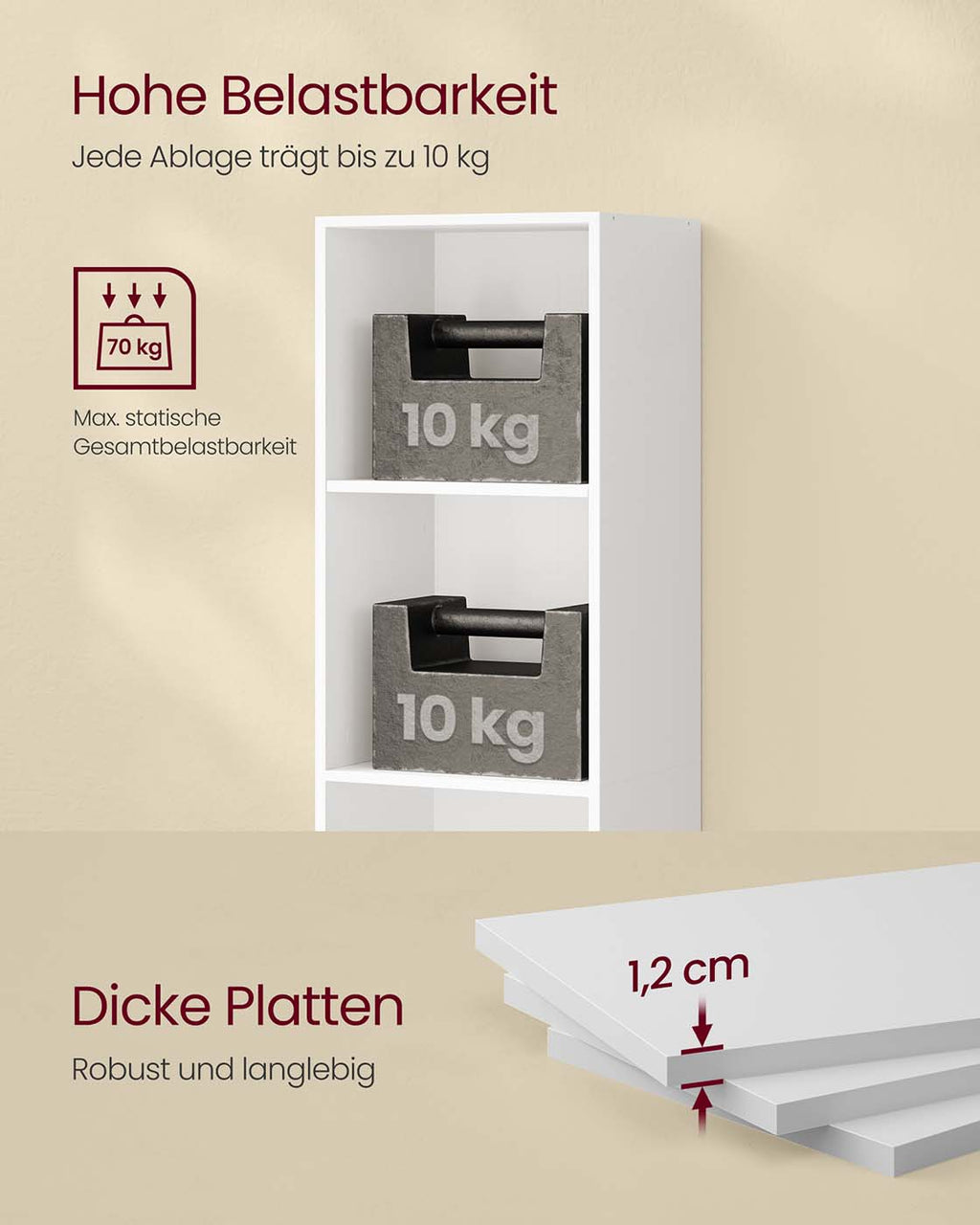 Bücherregal mit 6 offenen Fächern 24 x 30,2 x 160,7 cm wolkenweiß