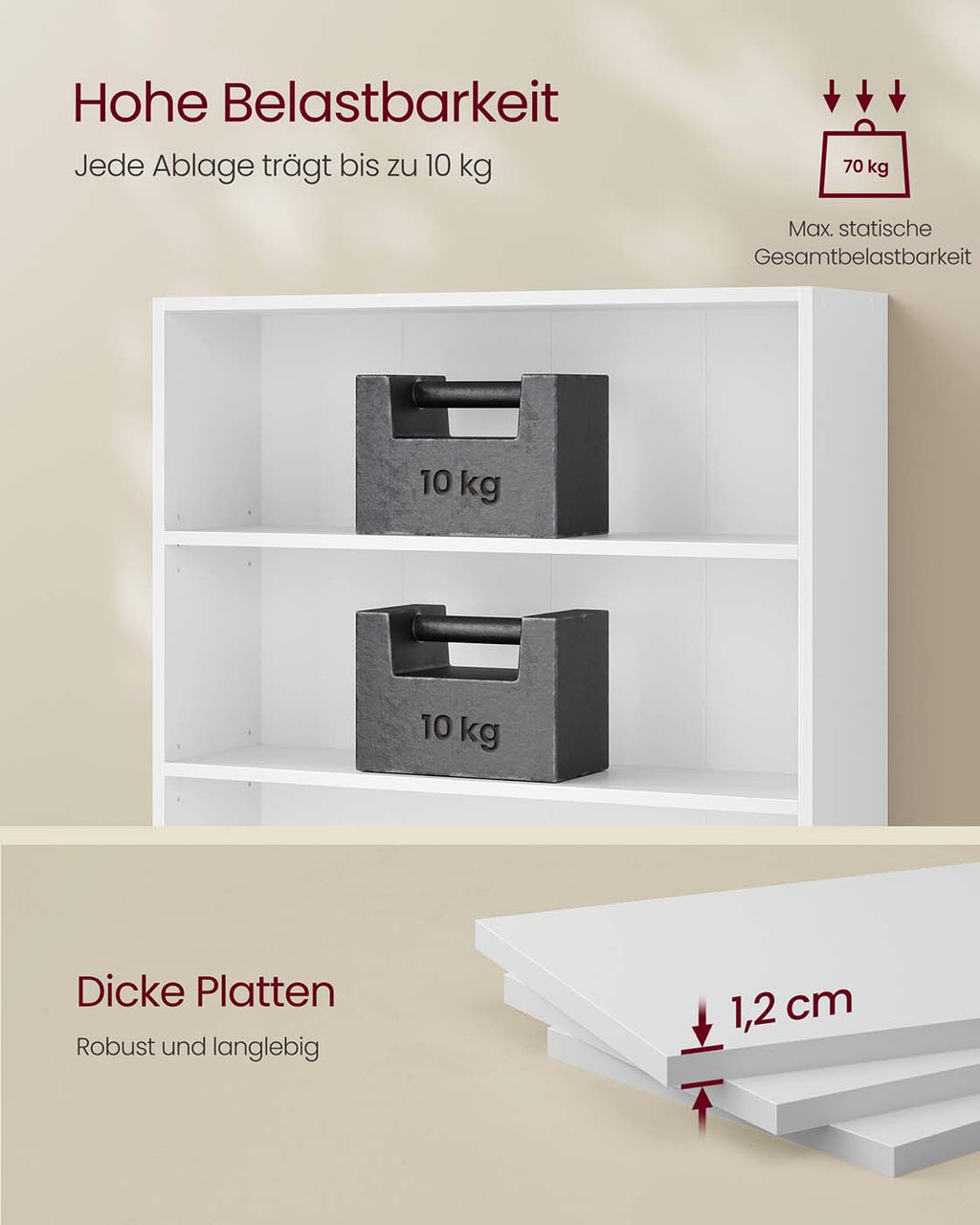 Bücherregal mit 6 offenen Fächern 24 x 80 x 160,7 cm wolkenweiß
