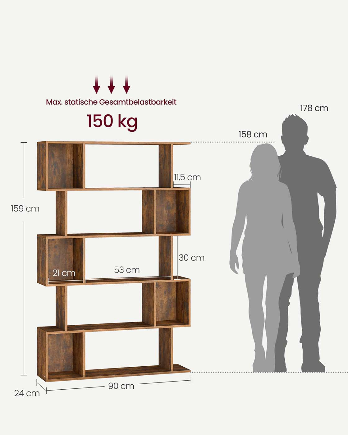 Bücherregal mit fünf offenen Ebenen