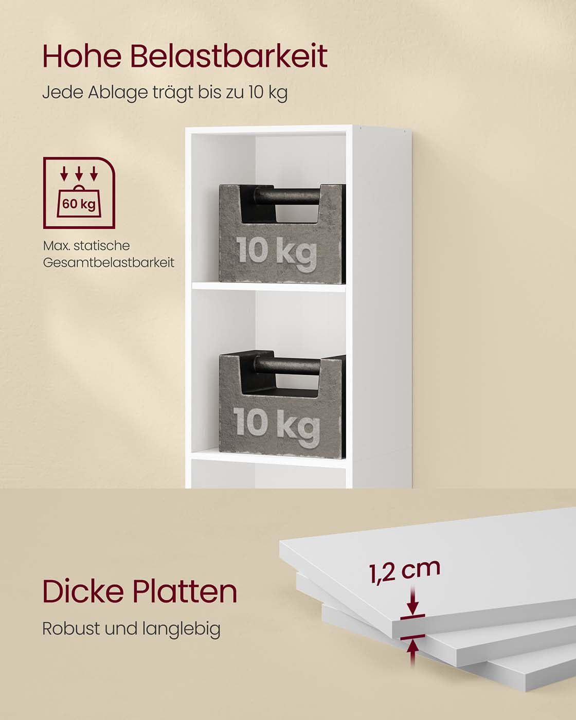 Bücherregal mit 5 offenen Fächern 24 x 30,2 x 134,2 cm wolkenweiß