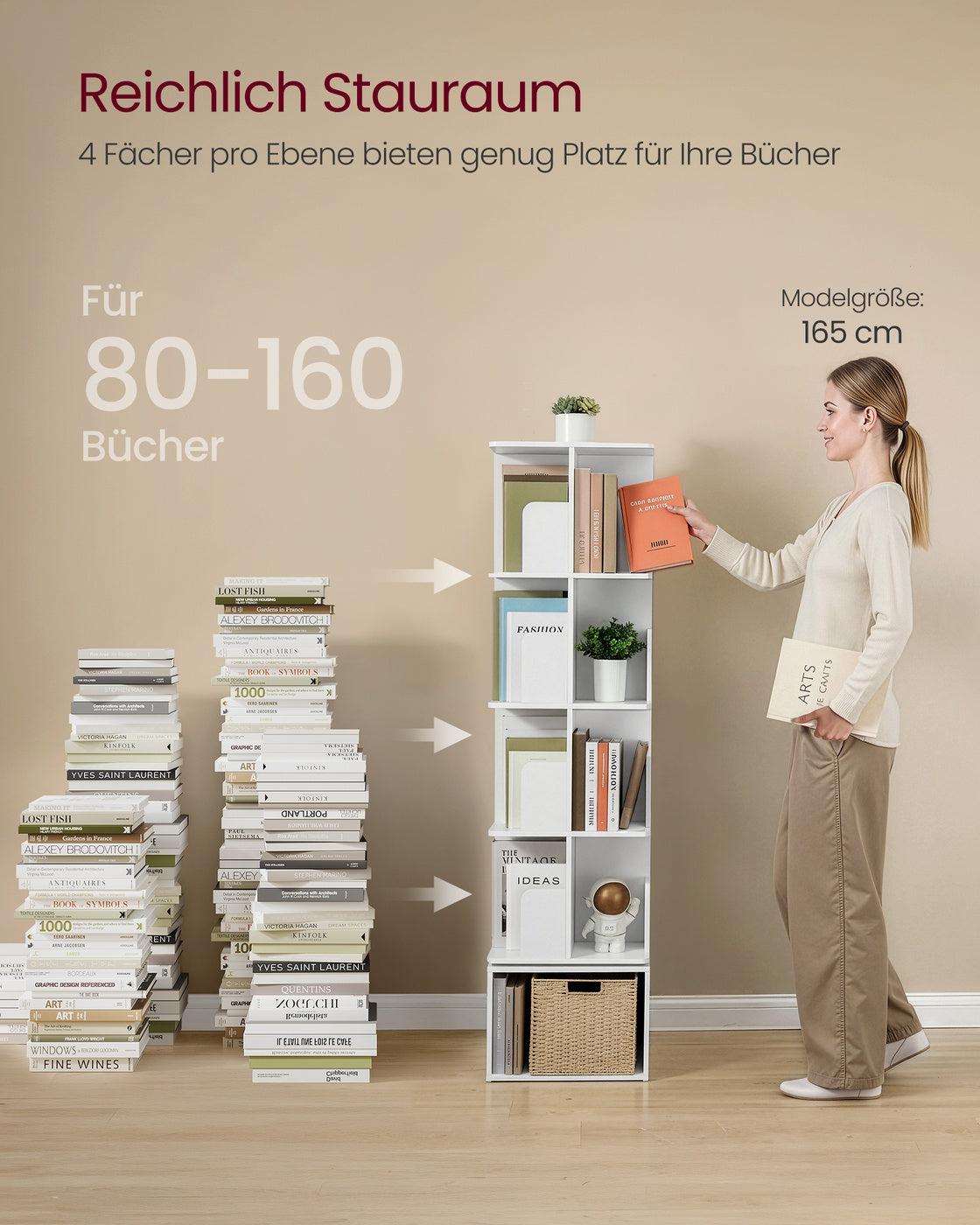 Custos Kollektion - Drehbares Bücherregal mit offenen Fächern und 5 Ebenen