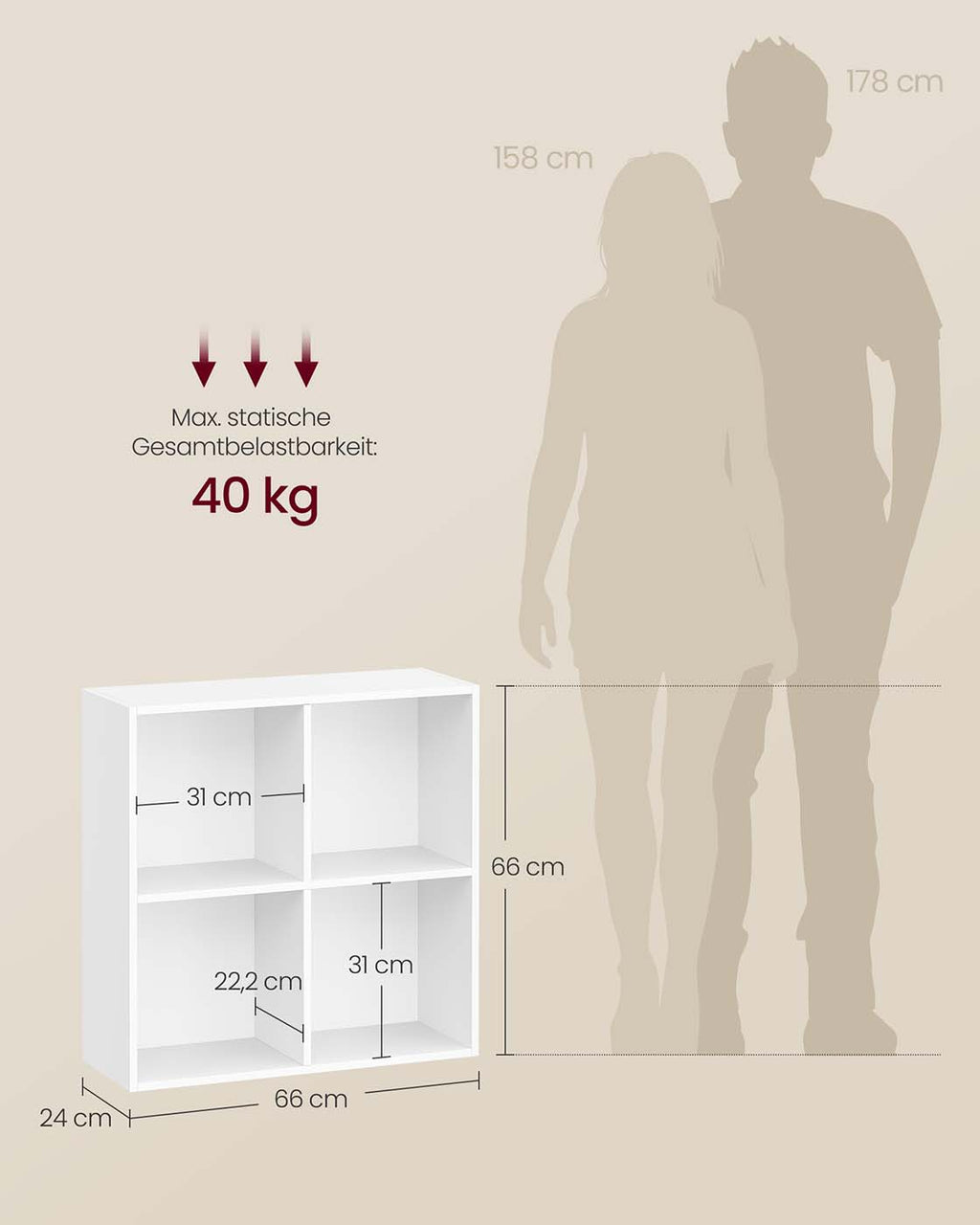 Bücherschrank mit vier Fächern