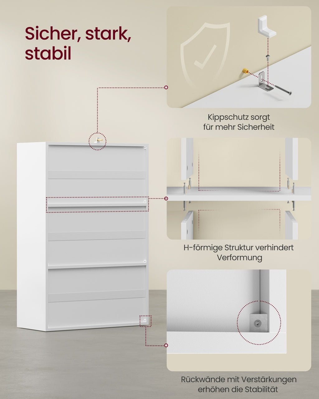 Bücherregal offen 3 Ebenen 2 Fächer mit Türen 29 × 65,8 × 97,8 cm wolkenweiß
