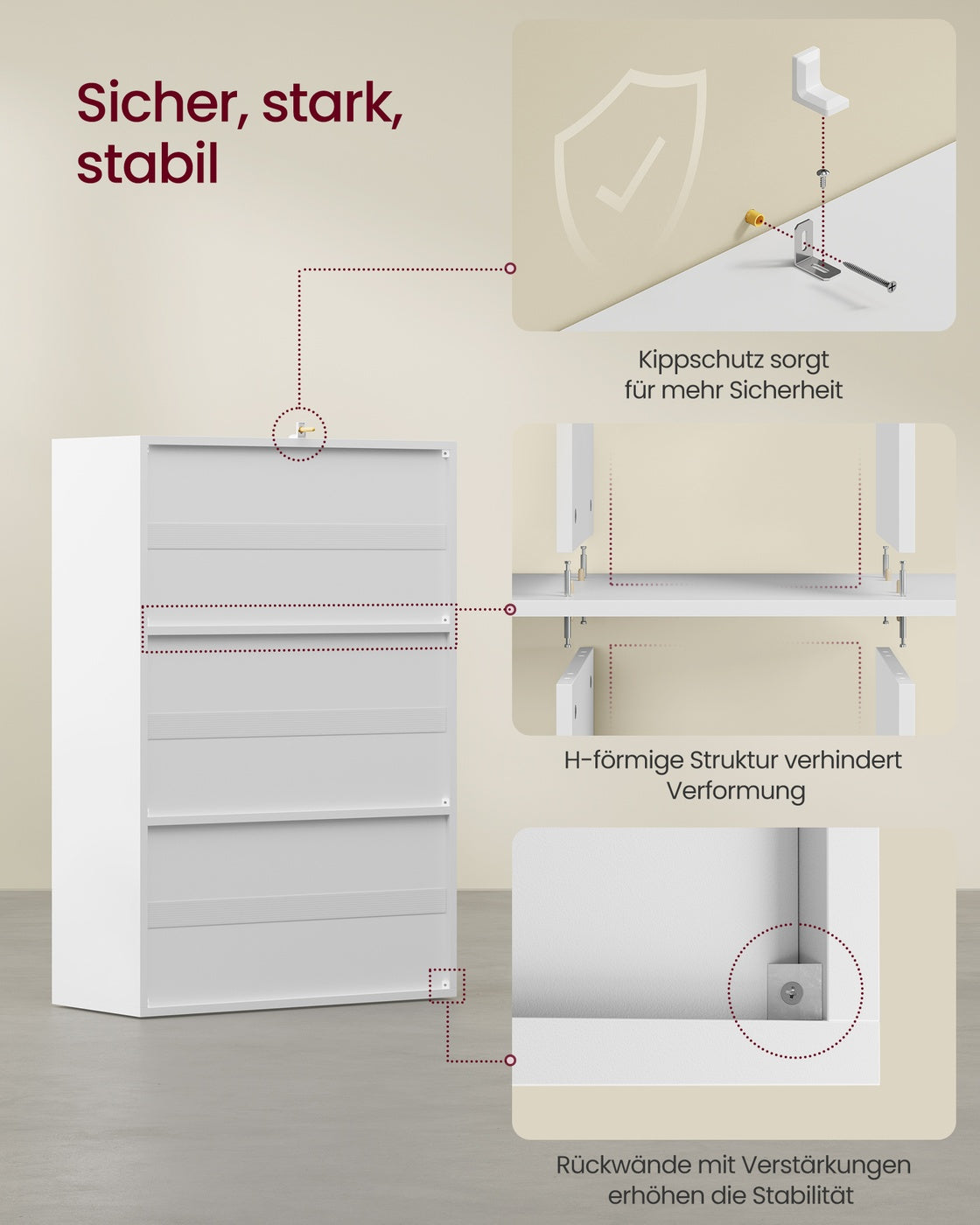 Bücherregal offen 3 Ebenen 2 Fächer mit Türen 29 × 65,8 × 97,8 cm wolkenweiß