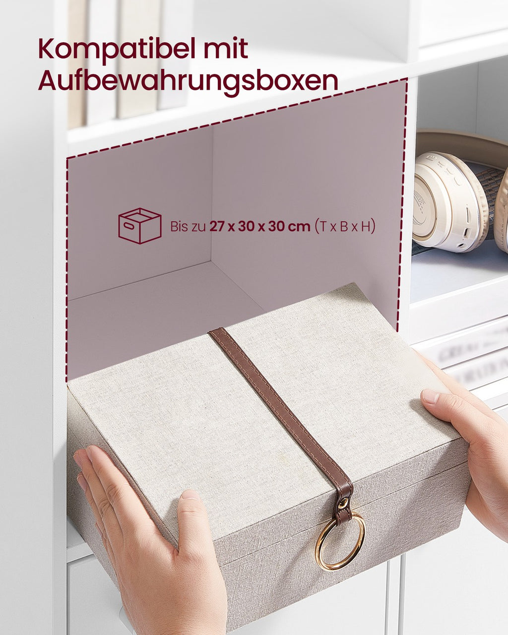 Bücherregal mit 4-stöckiges Regal und 2 Fächer mit Türen wolkenweiß