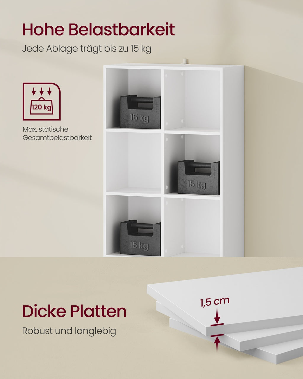 Bücherregal mit 4-stöckiges Regal und 2 Fächer mit Türen wolkenweiß