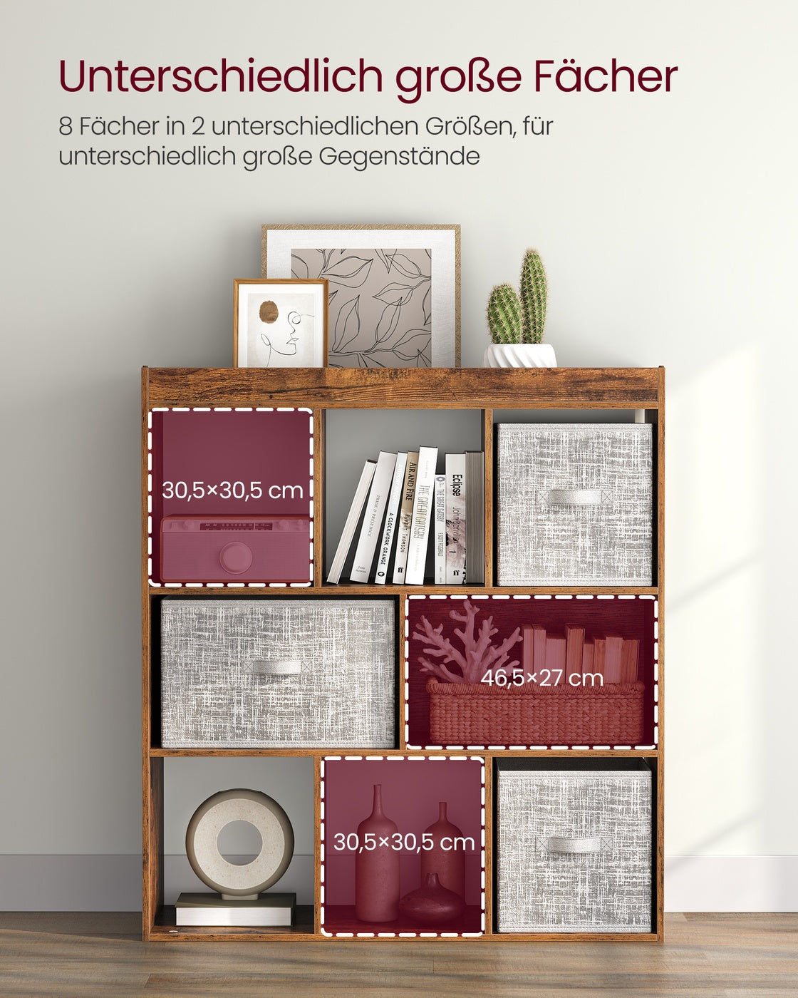 Bücherregal 97,5 x 30 x 100 cm 8 Fächer Vintage