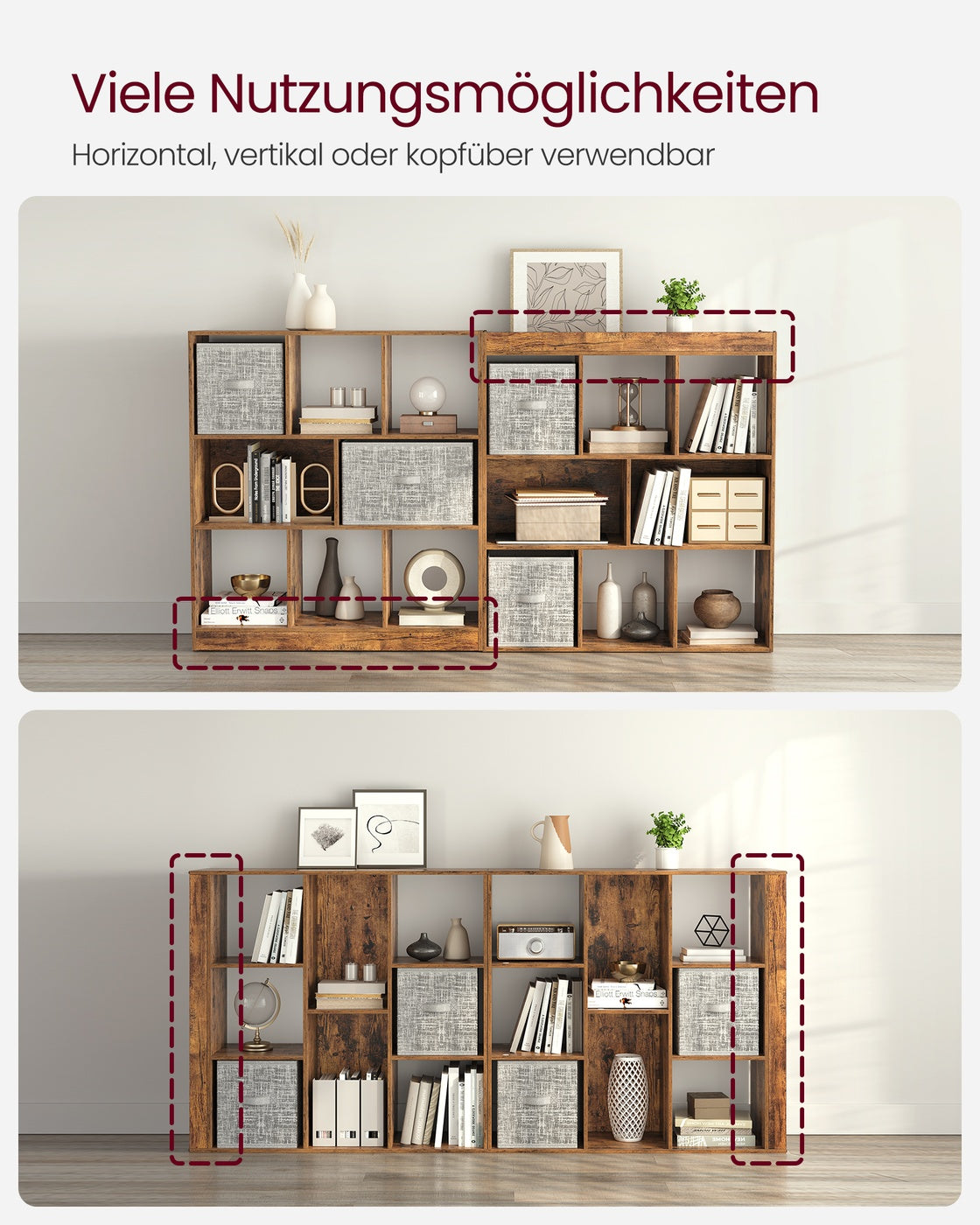Bücherregal 97,5 x 30 x 100 cm 8 Fächer Vintage