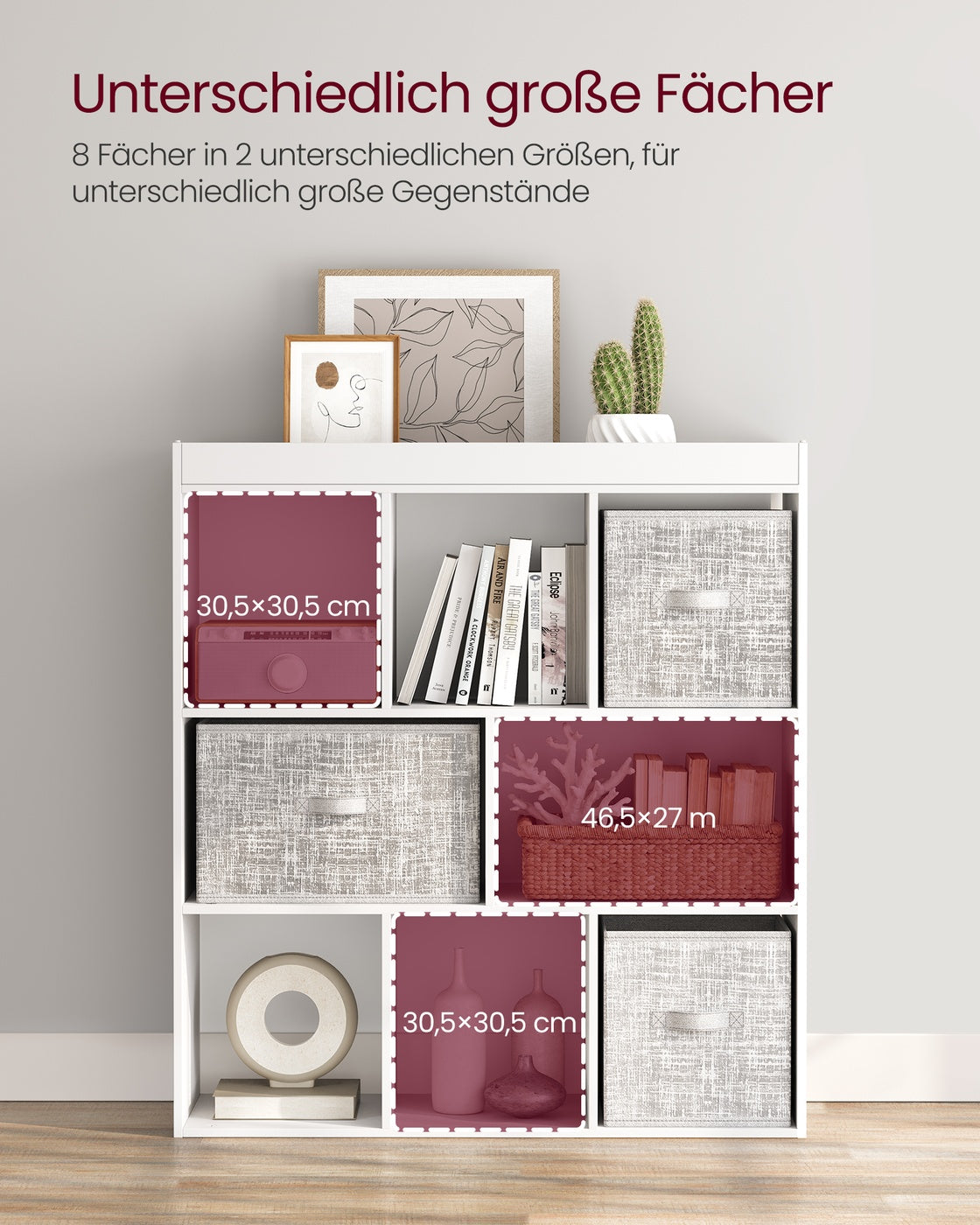 Bücherregal 8 Fächer Weiß