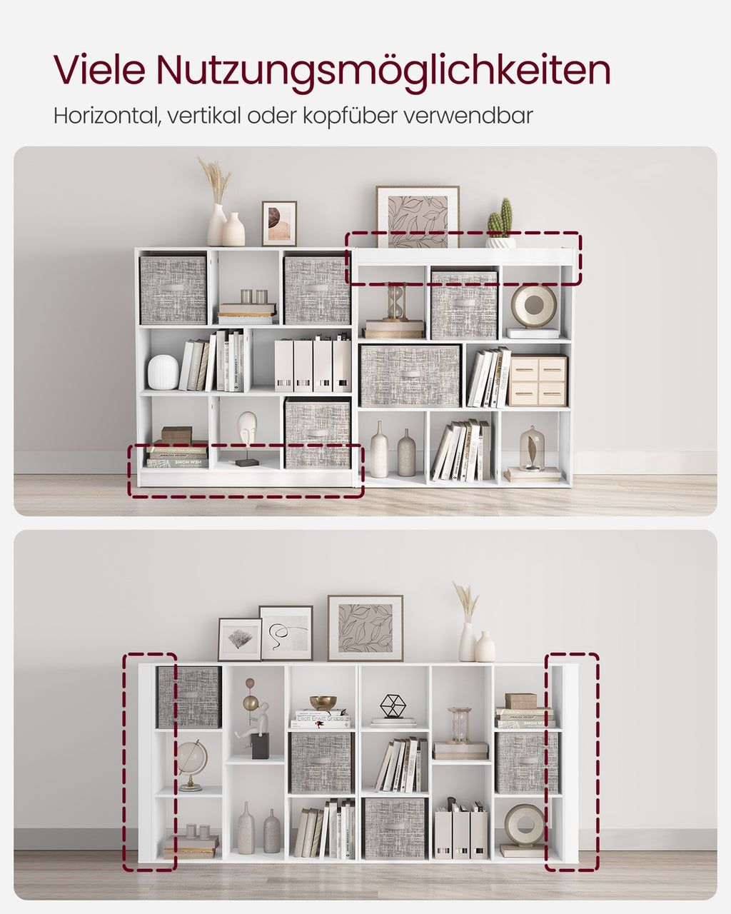 Bücherregal 8 Fächer Weiß