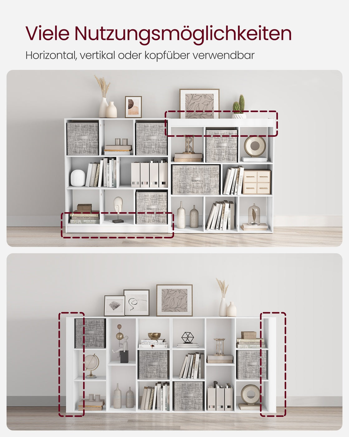 Bücherregal 8 Fächer Weiß