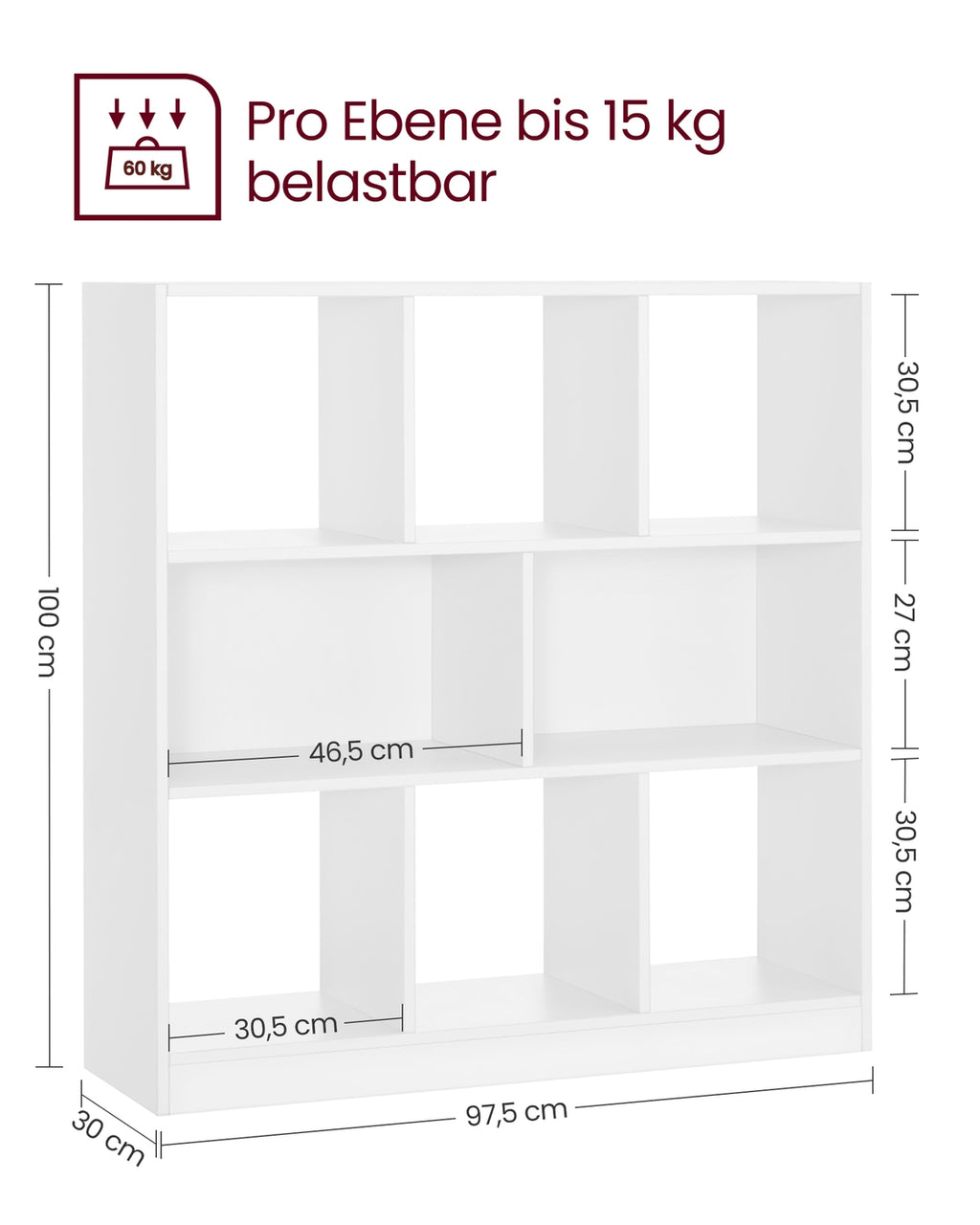 Bücherregal 8 Fächer Weiß