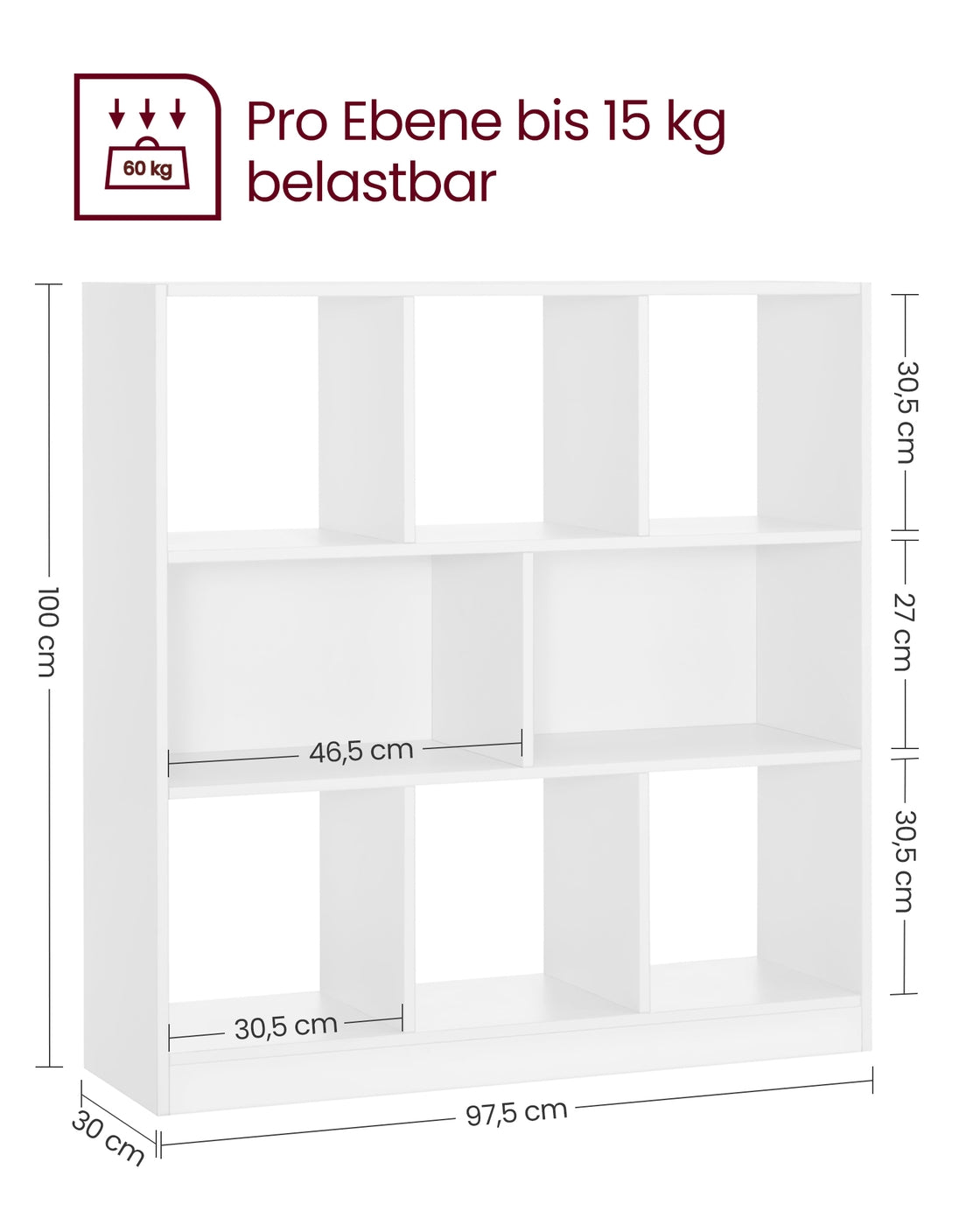 Bücherregal 8 Fächer Weiß