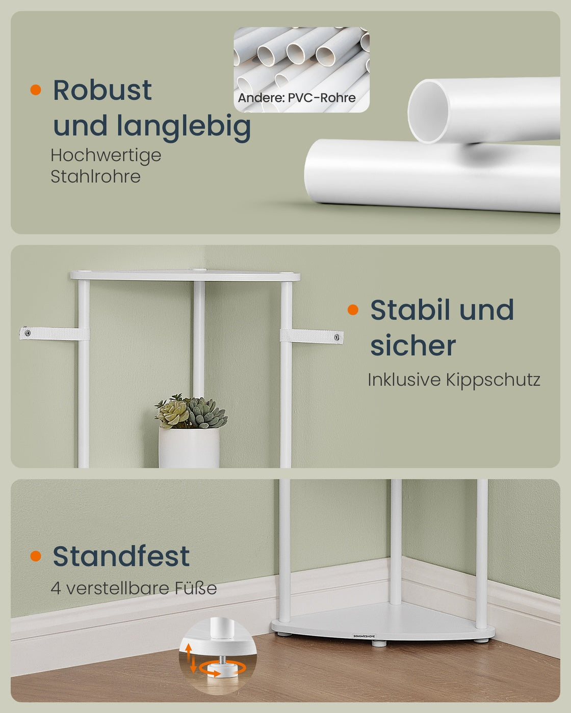 Eckregal mit 5 Ebenen