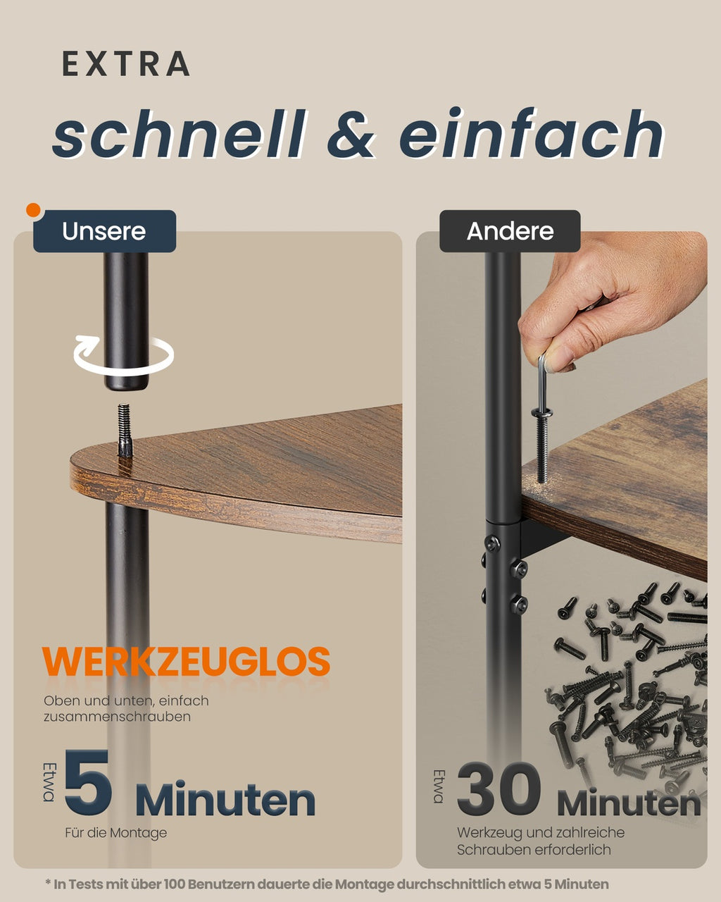 Eckregal mit 5 Ebenen 38,3 x 27 x 70,6 cm vintagebraun