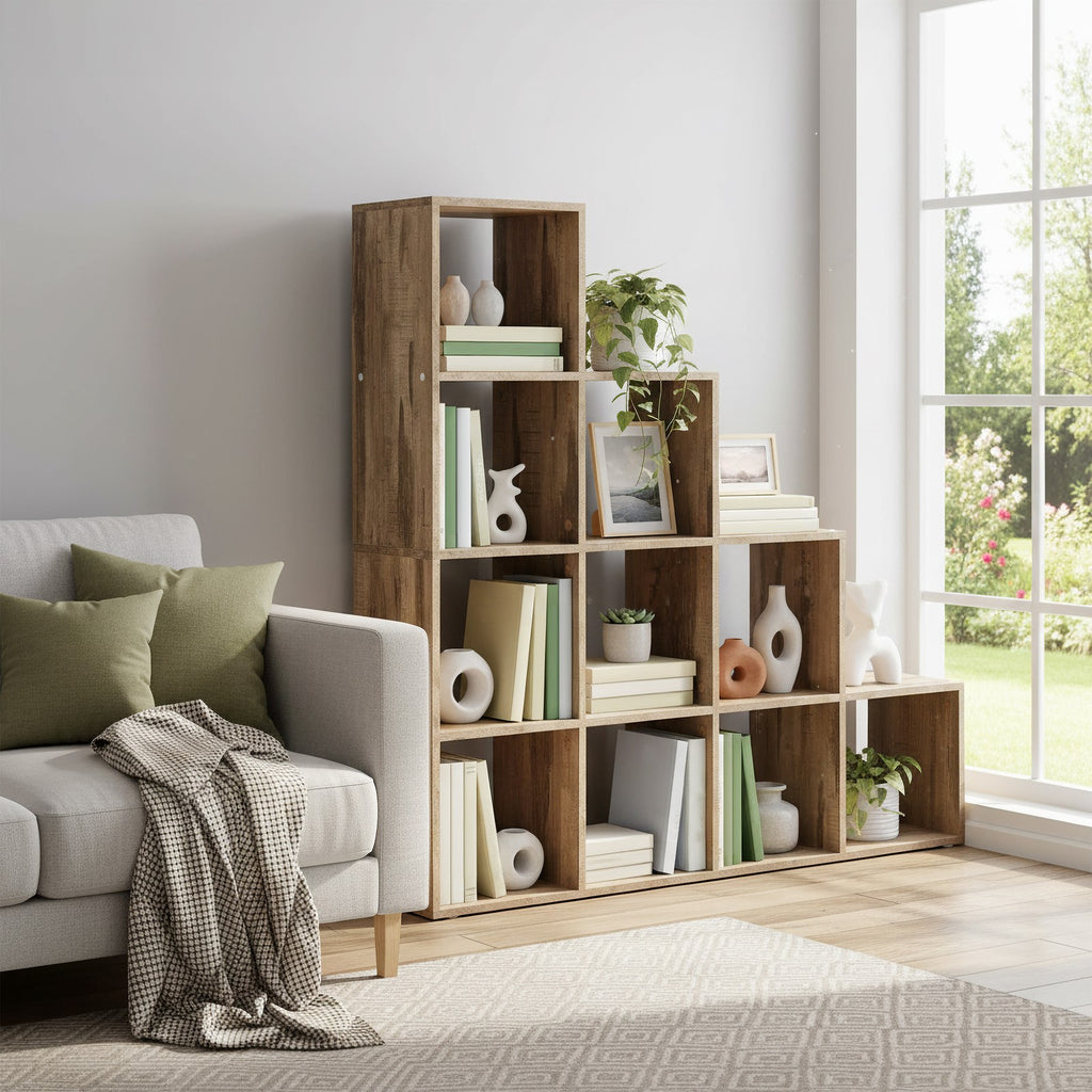 Regal mit offenen Fächern, Bücherregal, für Wohnzimmer