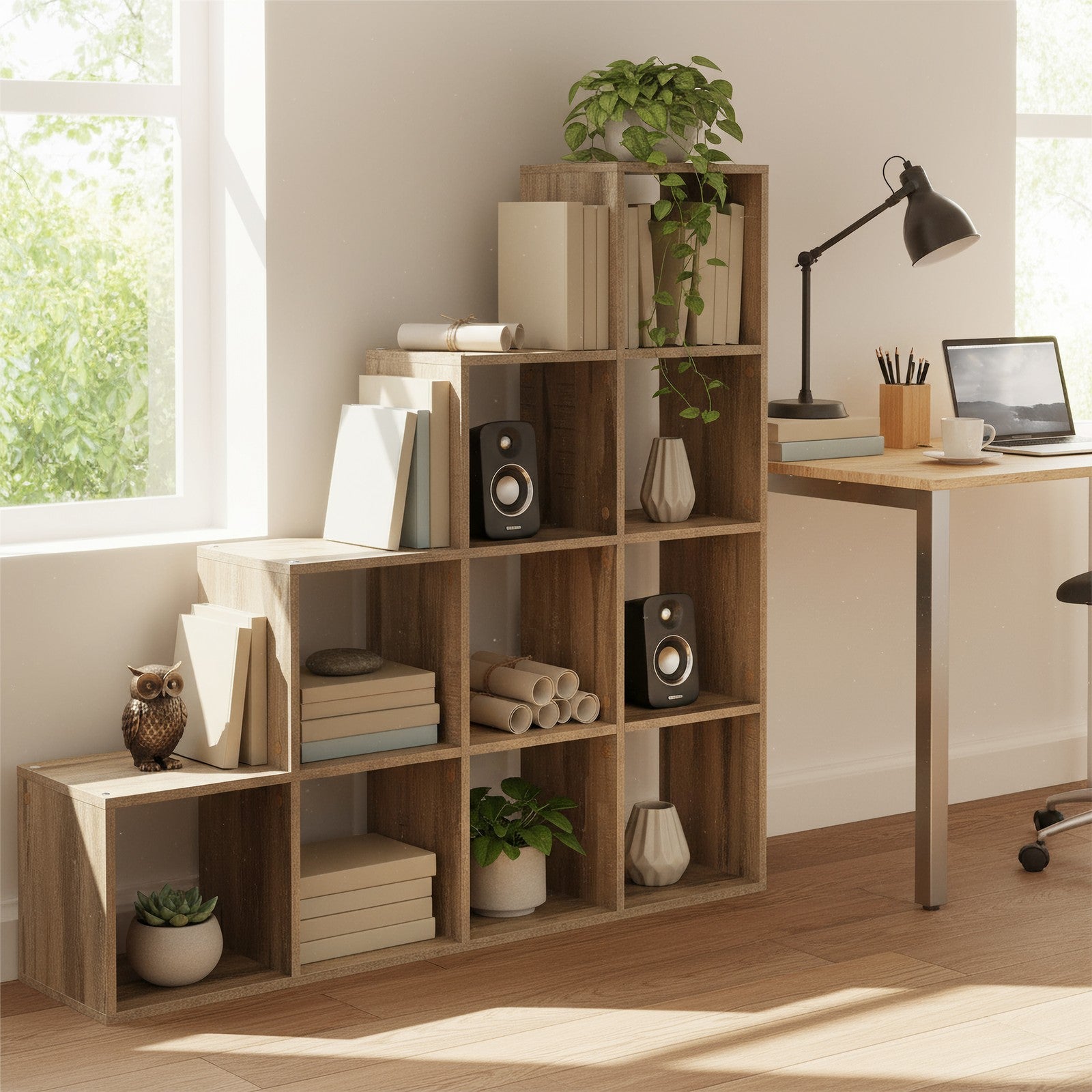 Regal mit offenen Fächern, Bücherregal, für Wohnzimmer