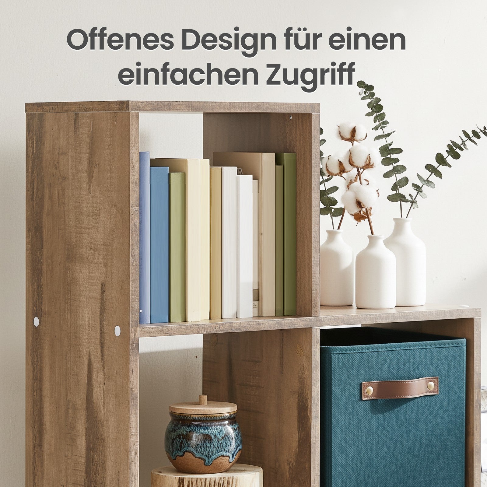 Regal mit offenen Fächern, Bücherregal, für Wohnzimmer